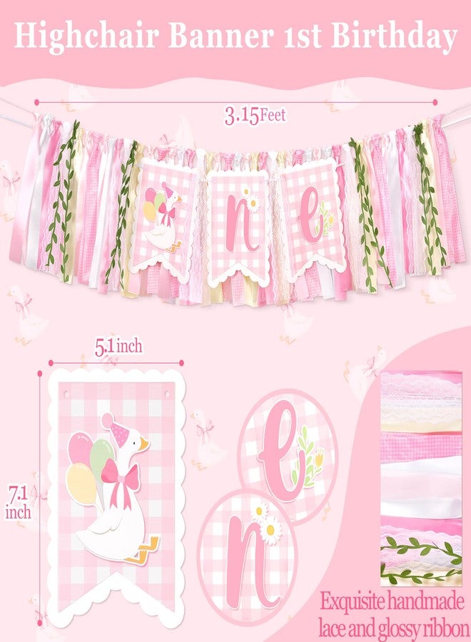 Kriyokiaa One Silly Goose High Chair Banner One High Chair Banner Girl Photo Backdrop First Birthday Decorations for Girl Wall Hanging Decorations for Kids Bedroom - Image 2